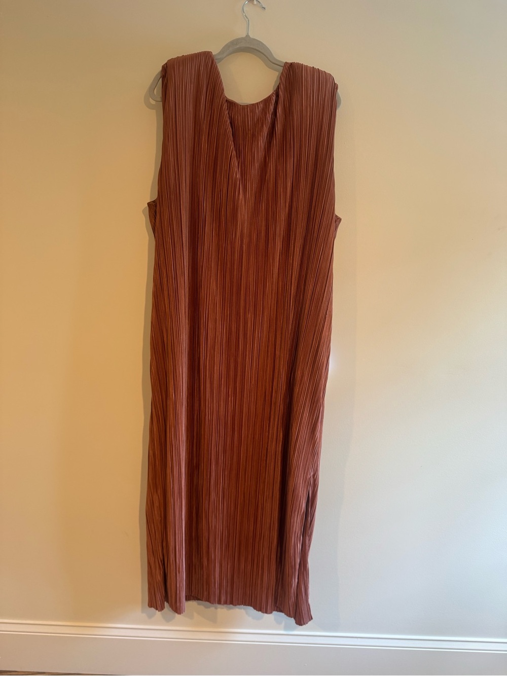 Eloquii Sleeveless Pleated Midi Dress - Rust